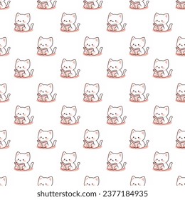 Cute seamless cat pattern design for decorating, backdrop, fabric, wallpaper and etc.	
