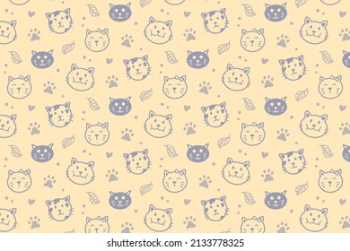 Cute seamless cats pattern background