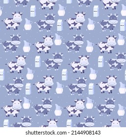 Cute seamless childish pattern in cows. Vector illustration. Eps 10