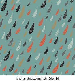 Cute seamless childish texture. Endless ornamental pattern with drops on pastel background. Template for design fabric, covers, backgrounds, package.