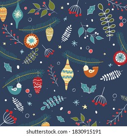 Cute seamless Christmas doodle pattern