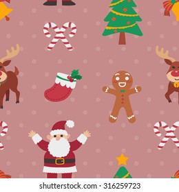 Cute seamless christmas pattern with red polka dots background in vector. Suitable for wallpaper, wrapping paper, packaging, fabric, or textile pattern.