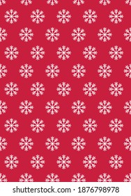 Lindo patrón de Navidad sin foco con copos de nieve de fondo rojo. Papel de escritorio de estilo simple. Ideal para imprentas textiles, de tela, de envolver de papel.