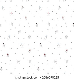 Cute Seamless Christmas Pattern With Snowmen