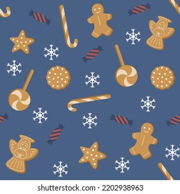 Cute seamless Christmas pattern. Vector illustration 