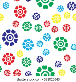 cute seamless colorful floral pattern, on white background,vector illustration