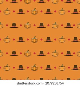 Cute seamless Country Fall patterns for Wallpapers and Wall Design With Pumpkins and Hats. Vector and Illustration.