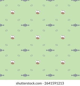 Cute seamless cow pattern background with clouds for fabric, interior design and gift wrapping.