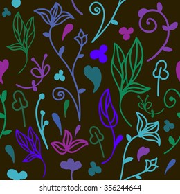  Cute seamless doodle colorful spring floral ornament