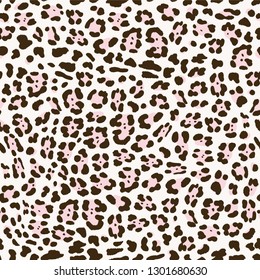 Cute Seamless Faux Textured Jaguar Print Pattern with pink spots on light  background. Vector EPS10 animal print repeat surface pattern.