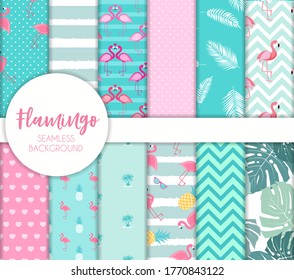 Cute Seamless Flamingo Pattern Vector Illustration EPS10