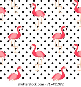 Cute Seamless Flamingo Pattern Vector Illustration EPS10