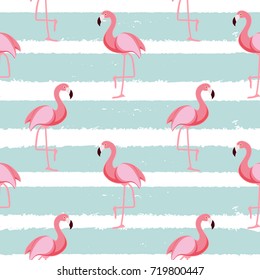 Cute Seamless Flamingo Pattern Vector Illustration EPS10