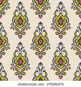 cute seamless floral damask pattern vector background