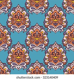 cute seamless floral damask pattern vector background