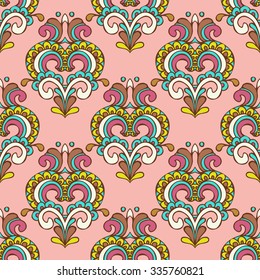 cute seamless floral damask pattern vector background