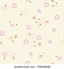 Cute seamless floral pattern. Delicate flowery background for fabric, wrapping, wallpaper. Baby print.