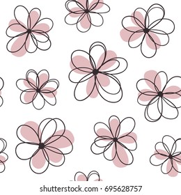 Cute seamless floral pattern with doodle flowers