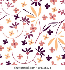 Cute seamless floral pattern. Hand drawn vector illustration.
