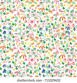 Cute seamless floral pattern. Hand drawn vector illustration.