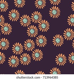 Cute seamless floral pattern. Hand drawn vector illustration.