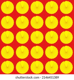 Cute nahtlose Blumenmuster, helleinfarbiger Frühlingshintergrund, Kanzlerblume auf rotem Hintergrund, dekorative Blumenverzierungen im geometrischen Stil. nahtloses Blumenmuster. Modehintergrund. Illustration.