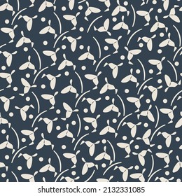 Cute seamless floral pattern on black background. Vector illustration for fabric, textile or prints.