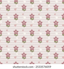 Cute seamless floral pattern in pastel colors in vintage Scandinavian style for fabrics, paper, textiles and gift wrap background