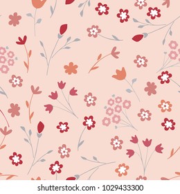 Cute seamless floral pattern. Simple flowers background for fabric, wrapping, wallpaper, paper. Baby print.