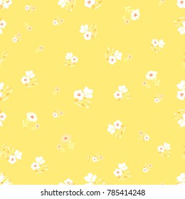 Cute seamless floral pattern. Simple flowers background for fabric, wrapping, wallpaper, paper. Baby print.