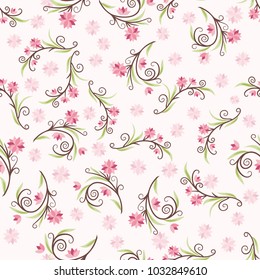 Cute seamless floral pattern. Spring or summer vector background