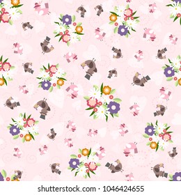Cute seamless floral pattern. Spring or summer vector background