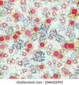 Cute seamless floral pattern. Spring or summer vector background