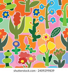 cute seamless floral pattern vector illustration