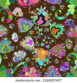 Cute seamless floral print with spring flowers. EPS10 Vector illustration. Beautiful fabric pattern.