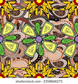 Cute seamless floral print with spring flowers. Beautiful fabric pattern. EPS10 vector illustration. Vector. 