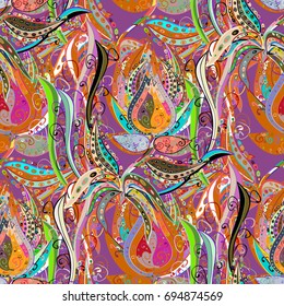 Cute seamless floral print with spring flowers. Beautiful fabric pattern. EPS10 Vector illustration.