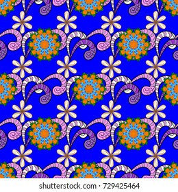 Cute seamless floral print with spring flowers. Beautiful fabric pattern. EPS10 Vector illustration.