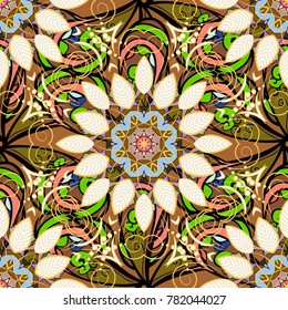 Cute seamless floral print with spring flowers. Beautiful fabric pattern. EPS10 Vector illustration.