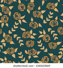 Cute seamless floral roses pattern. Small pastel flowers blue background. Vector illustration for fabric, textile or prints