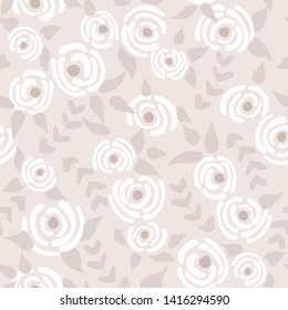 Cute seamless floral roses pattern. Small beautiful flowers pastel background. Vector illustration for fabric, textile or prints