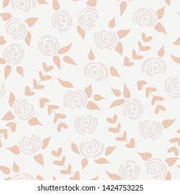 Cute seamless floral roses pattern. Small flowers pastel background. Vector illustration for fabric, textile or prints