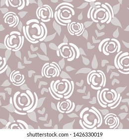 Cute seamless floral roses pattern. Small beautiful flowers pastel background. Vector illustration for fabric, textile or prints