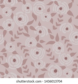 Cute seamless floral roses pattern. Small beautiful flowers pastel background. Vector illustration for fabric, textile or prints