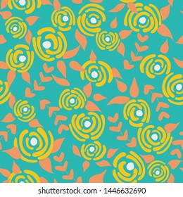 Cute seamless floral roses pattern. Small flowers texture. Bloom blue seamless vector texture. Elegant folk template. Liberty design. Nature graphic illustration in doodle style.
