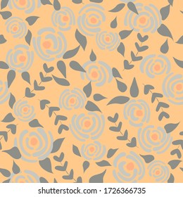 Cute seamless floral roses pattern. Small flowers texture. Bloom pastel nude seamless vector texture. Elegant folk template. Liberty design. Nature graphic illustration in doodle style.