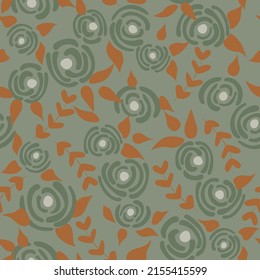 Cute seamless floral roses pattern. Small flowers texture. Abstract grey seamless vector texture. Elegant folk template. Liberty design. Nature graphic illustration in doodle style.
