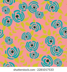 Patrón de rosas florales sin costura. Textura de flores pequeñas. Textura vectorial sin costura en tonos pastel botánicos. Elegante plantilla folclórica. Diseño de la libertad. Ilustración gráfica de la naturaleza en estilo doodle.