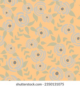 Cute seamless floral roses pattern. Small flowers texture. Spring pastel nude seamless vector texture. Elegant folk template. Liberty design. Nature graphic illustration in doodle style.