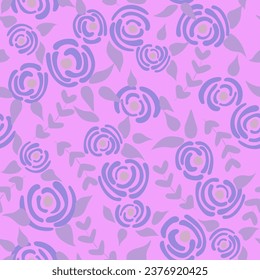 Cute seamless floral roses pattern. Small flowers texture. Vintage pastel pink seamless vector texture. Elegant folk template. Liberty design. Nature graphic illustration in doodle style.